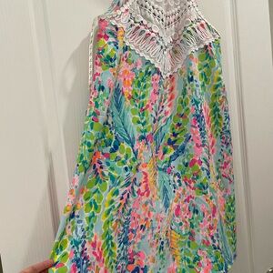 Lilly Pulitzer Colorful Sleeveless Dress with Lace Detail